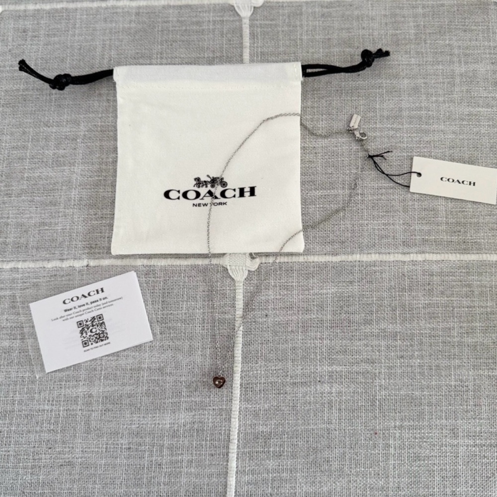 Coach Silver Necklace with Heart Pendant